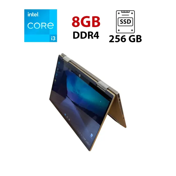 Ноутбук-трансформер HP Pavilion X360 / 14" (1366x768) TN Touch / Intel Core i3-8130U (2 (4) ядра по 2.2 - 3.4 GHz) / 8 GB DDR4 / 256 GB SSD / Intel UHD Graphics 620 / WebCam б/в - зображення 1