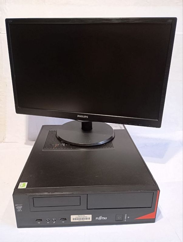 Комплект ПК Б-клас: Fujitsu Esprimo E420 E85+ SFF / Intel Core i5-4670 (4 ядра по 3,4 - 3,8 ГГц) / 8 ГБ DDR3 / 240 ГБ SSD / Intel HD Graphics 4600 + Монітор Philips 223V5L / 22" (1920x1080) TN / 1x VGA / VESA 100x100 б/в - зображення 2