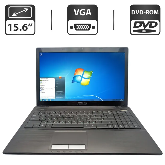 Ноутбук Asus K53 / 15.6" (1366x768) TN / AMD A6-3400M (4 ядра по 1.4 - 2.3 GHz) / 6 GB DDR3 / 640 GB HDD / AMD Radeon HD 6520G Graphics / WebCam / DVD-ROM б/в - изображение 1