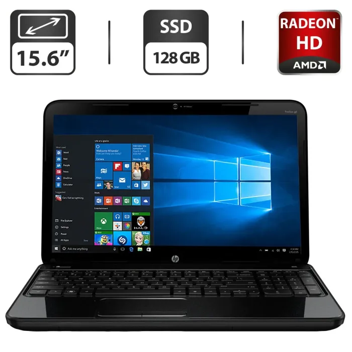 Ноутбук HP Pavilion G6 / 15.6" (1366x768) TN / AMD A10-4600M (4 ядра по 2.3 - 3.2 GHz) / 12 GB DDR3 / 128 GB SSD / AMD Radeon HD 7610M, 1 GB GDDR3, 128-bit / WebCam / DVD-ROM б/в - зображення 1