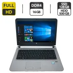Ультрабук Б-клас HP ProBook 440 G3 / 14" (1920x1080) TN / Intel Core i5-6200U (2 (4) ядра по 2.3 - 2.8 GHz) / 16 GB DDR3 / 128 GB SSD + 500 GB HDD / Intel UHD Graphics 520 / WebCam / VGA б/в