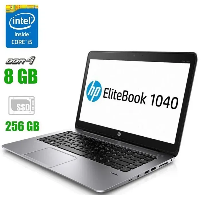 Ноутбук HP EliteBook Folio 1040 G3 / 14" (1920x1080) TN / Intel Core i5-6300U (2 (4) ядра по 2.4 - 3.0 GHz) / 8 GB DDR4 / 256 GB SSD / Intel HD Graphics 520 / WebCam / АКБ NEW б/в - зображення 1