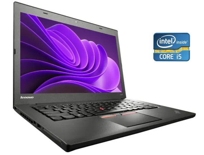Ультрабук Б-клас Lenovo Thinkpad T450 / 14" (1920x1080) TN / Intel Core i5-5200U (2 (4) ядра по 2.2 - 2.7 GHz) / 8 GB DDR3 / 120 GB SSD / Intel HD Graphics 5500 / WebCam б/в - зображення 1