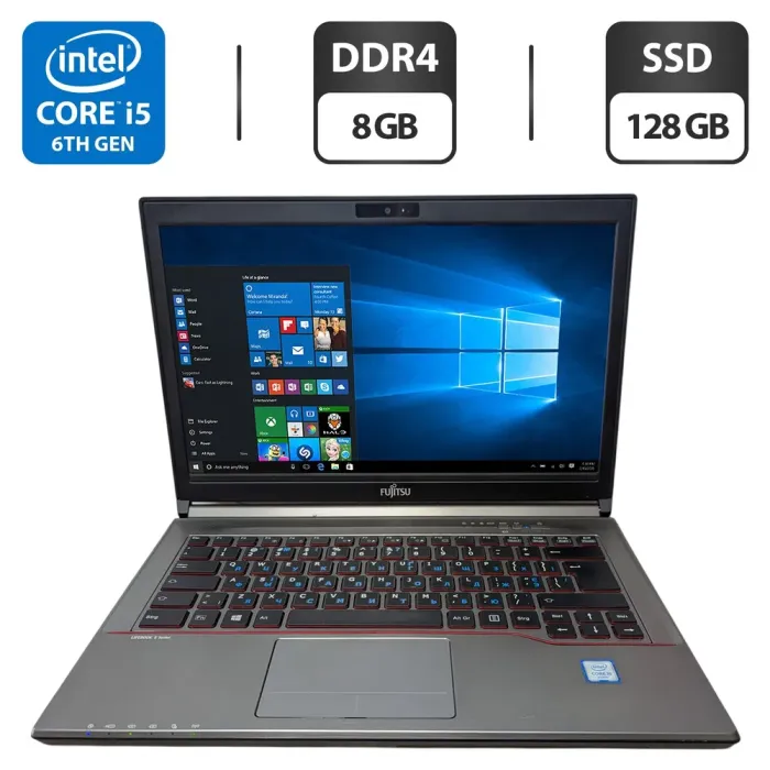 Ноутбук Б-клас Fujitsu LifeBook E746 / 14" (1366x768) TN / Intel Core i5-6200U (2 (4) ядра по 2.3 - 2.8 GHz) / 8 GB DDR4 / 128 GB SSD / Intel HD Graphics 520 / WebCam б/в - зображення 1