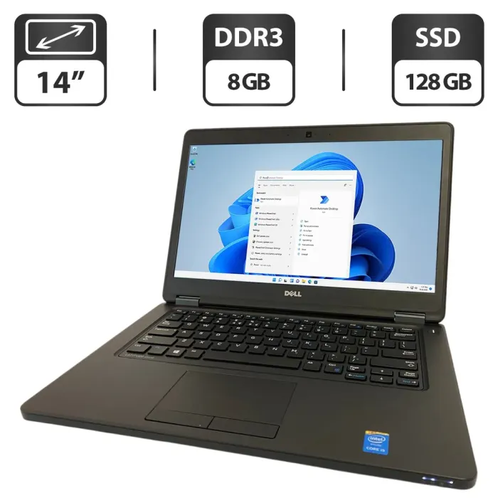 Ноутбук Dell Latitude E5450 / 14" (1366x768) TN / Intel Core i5-5200U (2 (4) ядра по 2.2 - 2.7 GHz) / 8 GB DDR3 / 240 GB SSD / Intel HD Graphics 5500 / WebCam б/в - зображення 1