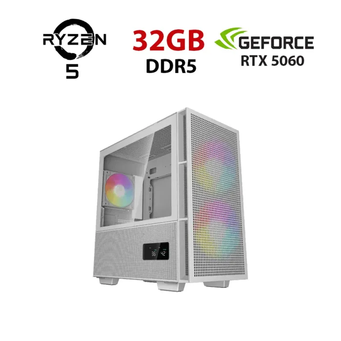 Ігровий ПК Ice H360 Digital White Tower / AMD Ryzen 5 8400F (6 (12) ядер по 4,2 - 4,7 ГГц) / 32 ГБ DDR5 / 1000 ГБ SSD / nVidia GeForce RTX 5060, 8 ГБ GDDR7, 128-біт - изображение 1