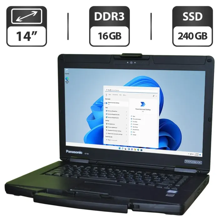 Захищений ноутбук Panasonic Toughbook CF-54 / 14" (1366x768) TN / Intel Core i5-7300U (2 (4) ядра по 2.6 - 3.5 GHz) / 16 GB DDR3 / 240 GB SSD / Intel HD Graphics 620 / Wi-Fi / Bluetooth / Windows 11 Pro б/в - зображення 1