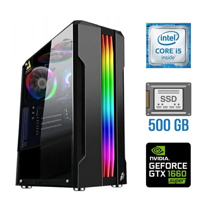 Ігровий ПК Tower / Intel Core i5-6400 (4 ядра по 2.7 - 3.3 GHz) / 16 GB DDR4 / 500 GB SSD NEW / nVidia GeForce GTX 1660 Super, 6 GB GDDR6, 192-bit б/в - зображення 1