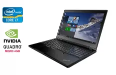 Мобільна робоча станція Lenovo ThinkPad P51 / 15.6" (1920x1080) IPS / Intel Core i7-7820HQ (4 (8) ядра по 2.9 - 3.9 GHz) / 32 GB DDR4 / 512 GB SSD / nVidia Quadro M2200, 4 GB GDDR5, 128-bit / WebCam / Fingerprint / Windows 10 б/в