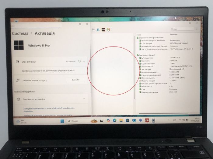 Ультрабук Б-клас Lenovo ThinkPad T14s Gen 2 / 14" (1920x1080) IPS / Intel Core i5-1135G7 (4 (8) ядра по 2.4 - 4.2 GHz) / 16 GB DDR4 / 256 GB SSD / Intel Iris Xe Graphics / WebCam / Win 11 Pro б/в - зображення 10