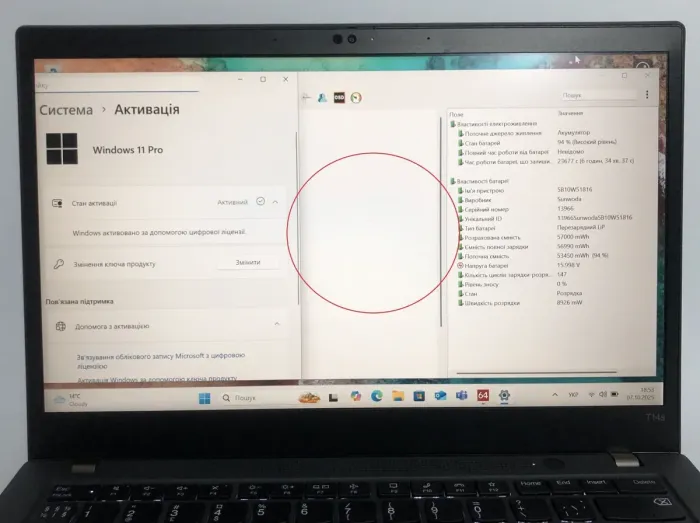 Ультрабук Б-клас Lenovo ThinkPad T14s Gen 2 / 14" (1920x1080) IPS / Intel Core i5-1135G7 (4 (8) ядра по 2.4 - 4.2 GHz) / 16 GB DDR4 / 256 GB SSD / Intel Iris Xe Graphics / WebCam / Win 11 Pro б/в - зображення 10