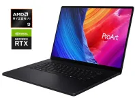 Ігровий ноутбук Б-клас Asus ProArt Studiobook P16 H7606WI / 16" (3840x2400) OLED Touch / AMD Ryzen AI 9 HX 370 (12 (24) ядер по 2.0 - 5.1 GHz) / 64 GB DDR5 / 2000 GB SSD NVMe / nVidia GeForce RTX 4070, 8 GB GDDR6, 128-bit б/в