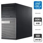 Комп'ютер Б-клас Dell OptiPlex 9020 Tower / Intel Core i5-4670 (4 ядра по 3.4 - 3.8 GHz) / 8 GB DDR3 / 240 GB SSD / Intel HD Graphics 4600 / DVD-ROM б/в