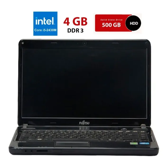Ноутбук Б-клас Fujitsu LifeBook LH531 / 14’’ (1366x768) TN / Intel Core i5-2430M (2 (4) ядра по 2.4 - 3.0 GHz) / 4 GB DDR3 / 500 GB HDD / Intel HD Graphics 3000 / WebCam / Без батареї б/в - зображення 1