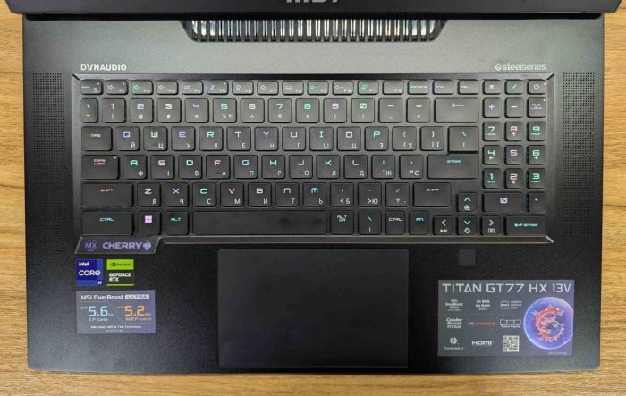 Ігровий ноутбук MSI Titan GT77HX / 17.3" (3840x2160) IPS / Intel Core i9-13980HX (24 (32) ядра по 2,2 - 5,6 ГГц) / 128 ГБ DDR5 / 2000 ГБ SSD + 256 ГБ SSD / nVidia GeForce RTX 4090, 16 ГБ GDDR6, 256-біт / WebCam / Windows 11 б/в - зображення 3