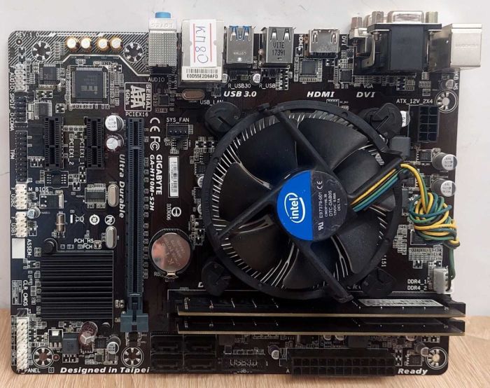 Комплект: Материнська плата Gigabyte GA-H110M-S2H / Intel Core i5-7400 (4 ядра по 3.0 - 3.5 GHz) / 16 GB DDR4 / Intel HD Graphics 630 / LGA1151 / Кулер б/в - зображення 5