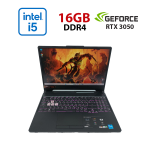 Ігровий ноутбук Asus TUF Gaming F15 / 15.6" (1920x1080) IPS / Intel Core i5-11400H (6 (12) ядер по 4,5 ГГц) / 16 ГБ DDR4 / 512 ГБ SSD M.2 NVMe / nVidia GeForce RTX 3050, 4 ГБ GDDR6, 128-біт / WebCam б/в