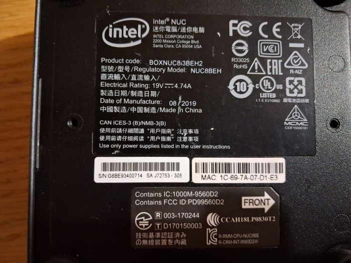 Неттоп Intel NUC NUC8BEH USFF / Intel Core i3-8109U (2 (4) ядра по 3.0 - 3.6 GHz) / 16 GB DDR4 / 256 GB SSD / Intel Iris Plus Graphics 655 / HDMI / Wi-Fi б/в - зображення 5