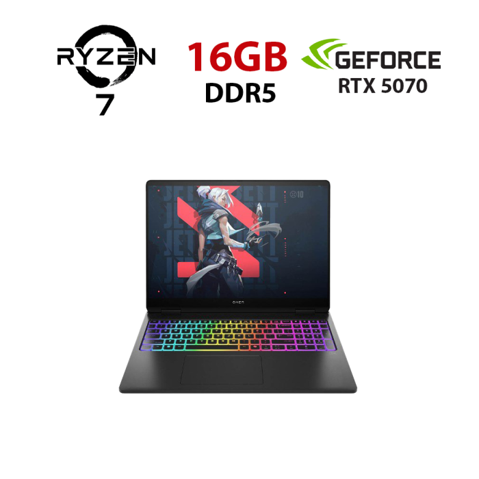 Ігровий ноутбук HP Omen 16-AP0800NO / 16" (1920x1080) IPS / AMD Ryzen AI 7 350 (8 (16) ядер по 2,0 - 5,0 ГГц) / 16 ГБ DDR5 / 960 ГБ SSD NVMe / nVidia GeForce RTX 5070, 8 ГБ GDDR7, 128-біт / Веб-камера б/в - зображення 1