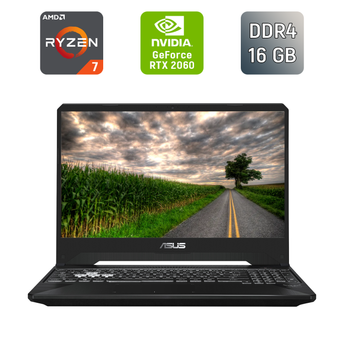 Ігровий ноутбук Asus TUF Gaming FX505D / 15,6" (1920x1080) IPS / AMD Ryzen 7 3750H (4 (8) ядер по 2,3 - 4,0 ГГц) / 16 ГБ DDR4 / 512 ГБ SSD / nVidia GeForce RTX 2060, 6 ГБ GDDR6, 192-біт / Веб-камера / HDMI б/в - зображення 1