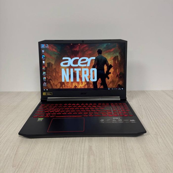 Ігровий ноутбук Acer Nitro 5 AN515-55 / 15,6" (1920x1080) IPS / Intel Core i5-10300H (4 (8) ядра по 2,5 - 4,5 ГГц) / 32 ГБ DDR4 / 256 ГБ SSD + 512 ГБ SSD / nVidia GeForce RTX 3050, 4 ГБ GDDR6, 128-біт / WebCam б/в - зображення 2