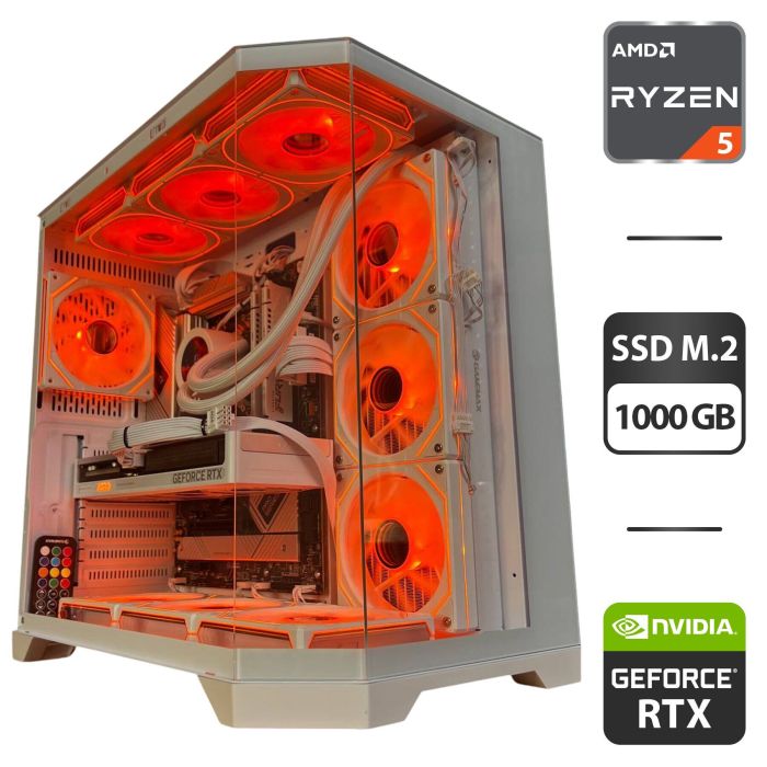 Збірка на замовлення: ігровий ПК GameMax Hype-M White Tower / AMD Ryzen 5 7500F (6 (12) ядер по 3,7 - 5,0 ГГц) / 32 ГБ DDR5 / 1000 ГБ SSD M.2 / nVidia GeForce RTX 5060 Ti, 16 ГБ GDDR7, 128-bit / 750 Вт б/в - зображення 1