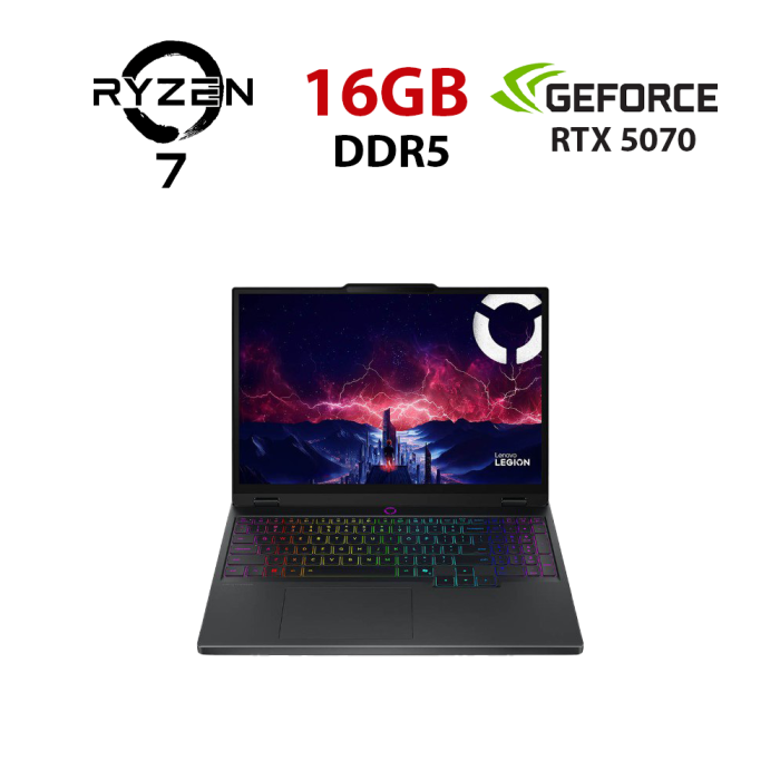 Ігровий ноутбук Lenovo Legion 5 15AKP10 / 15,6" (1920x1080) IPS / AMD Ryzen AI 7 350 (8 (16) ядер по 2,0 - 5,0 ГГц) / 16 ГБ DDR5 / 960 ГБ SSD / nVidia GeForce RTX 5070, 8 ГБ GDDR7, 128-біт / Веб-камера б/в - зображення 1