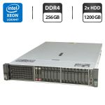 Сервер HP ProLiant DL380 Gen10 (8x 2.5 SFF, 8x 2.5 U2 NVMe) 2U Rack / 2x Intel Xeon Gold 6138 (20 (40) ядра по 2.0 - 3.7 GHz) / 256 GB DDR4 / 2x 1200 GB HDD (SAS) / RAID HP Smart Array P408 / 2x 500W б/в