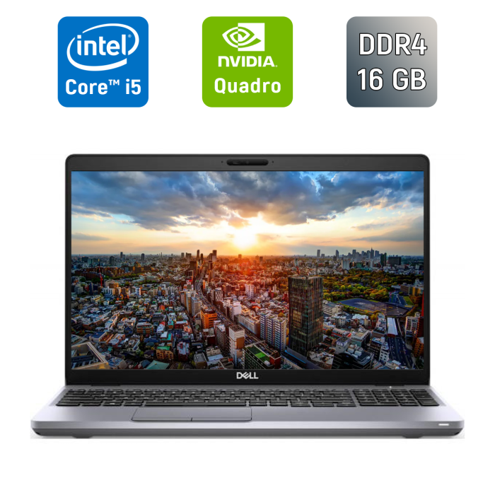Мобільна робоча станція Б-класу Dell Precision 3551 / 15,6" (1366x768) TN / Intel Core i5-10400H (4 (8) ядра по 2,6 - 4,6 ГГц) / 16 ГБ DDR4 / 256 ГБ SSD / nVidia Quadro P620, 4 ГБ GDDR5, 128-біт / WebCam / HDMI б/в - зображення 1