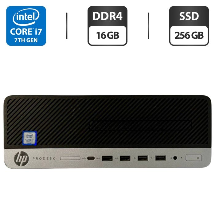 Комп'ютер HP ProDesk 600 G3 SFF / Intel Core i7-7700 (4 (8) ядра по 3,6 - 4,2 ГГц) / 16 ГБ DDR4 / 256 ГБ SSD / Intel HD Graphics 630 б/в - зображення 1