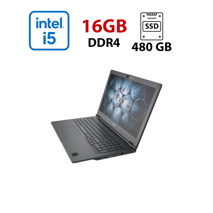 Ноутбук Ноутбук Fujitsu LifeBook E5510 / 15.6" (1920x1080) IPS / Intel Core i5-10210U (4 (8) ядра по 1.6 - 4.2 GHz) / 16 GB DDR4 / 480 GB SSD / Intel UHD Graphics / WebCam б/в - зображення 1