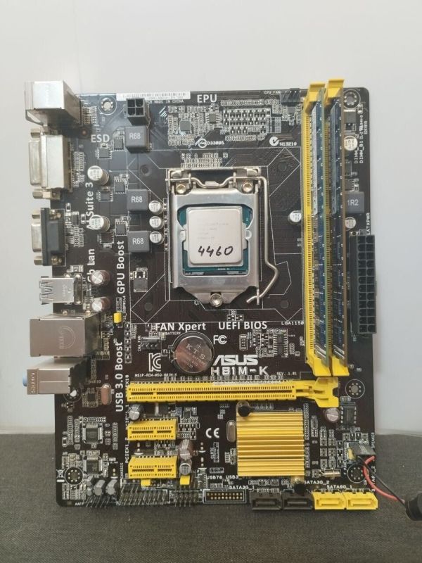 Комплект: Материнська плата Asus H81M-K / Intel Core i5-4460 (4 ядра по 3,2 - 3,4 ГГц) / 8 ГБ DDR3 / Intel HD Graphics 4600 / Роз'єм LGA1150 / Кулер б/в - зображення 3