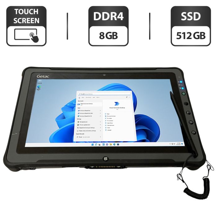 Захищений планшет Getac F110 G4 / 11.6" (1920x1080) IPS Touch / Intel Core i5-7200U (2 (4) ядра по 2.5 - 3.1 GHz) / 8 GB DDR4 / 512 GB SSD / Intel HD Graphics 620 / WebCam / Стилус / Два АКБ б/в - зображення 1