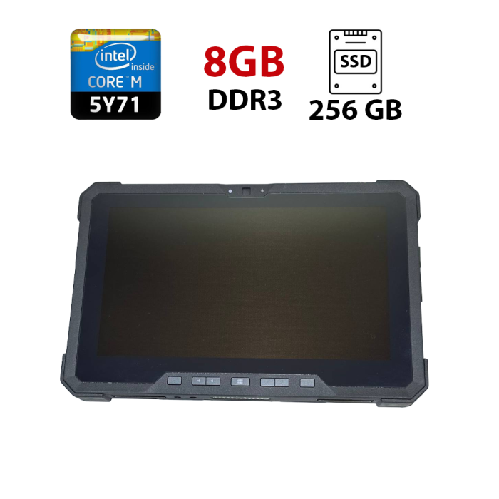 Захищений планшет Dell Latitude 7202 Rugged Tablet / 11.6" (1366x768) TN Touch / Intel Core M-5Y71 (2 (4) ядра по 1.2 - 2.9 GHz) / 8 GB DDR3 / 256 GB SSD / Intel HD Graphics 5300 / WebCam б/в - зображення 1