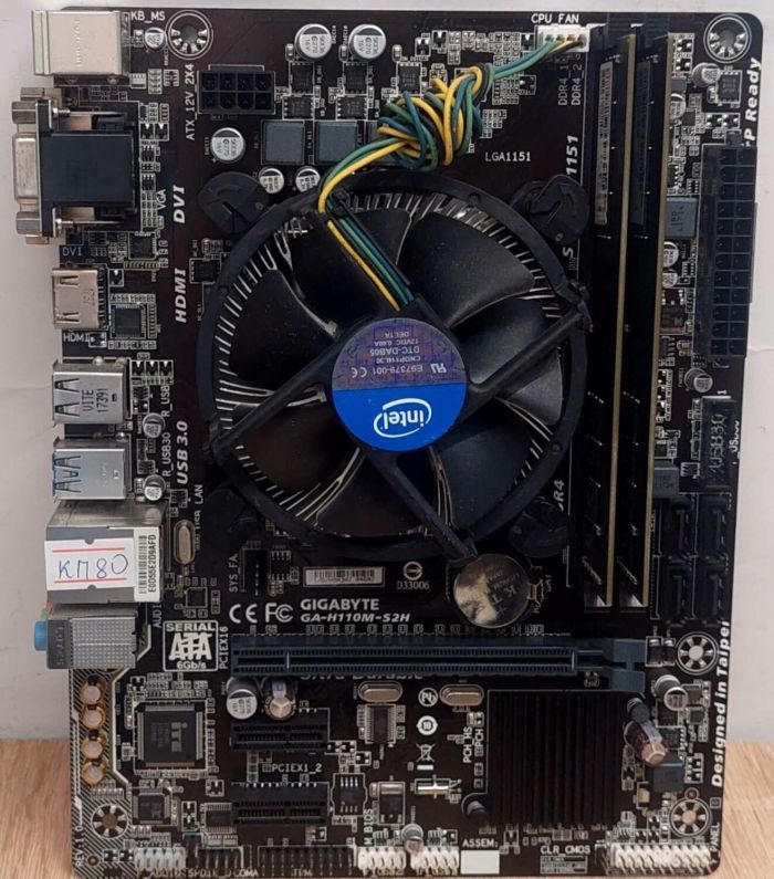 Комплект: Материнська плата Gigabyte GA-H110M-S2H / Intel Core i5-7400 (4 ядра по 3.0 - 3.5 GHz) / 16 GB DDR4 / Intel HD Graphics 630 / LGA1151 / Кулер б/в - зображення 6