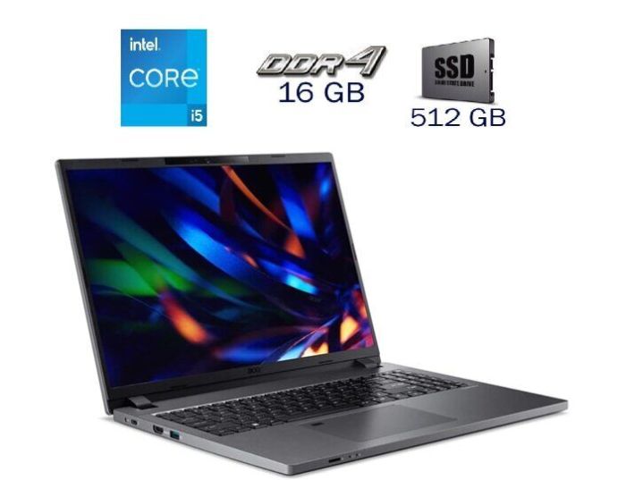 Ультрабук Б-клас Acer TravelMate P214-55-58BP / 14" (1920x1200) IPS / Intel Core i5-1335U (10 (12) ядер по 3.4 - 4.6 GHz) / 16 GB DDR4 / 512 GB SSD / Intel Iris Xe Graphics / Webcam б/в - зображення 1