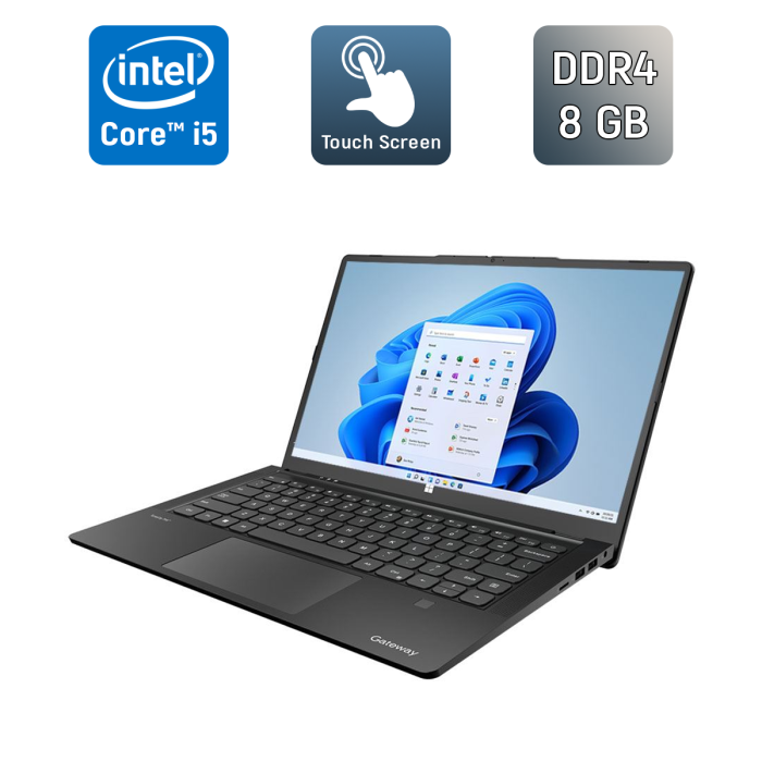 Ноутбук Gateway GWTC51427-BK / 14" (1920x1080) IPS Touch / Intel Core i5-1235U (10 (12) ядер по 3.3 - 4.4 GHz) / 8 GB DDR4 / 512 GB SSD / Intel Iris Xe Graphics / WebCam / TouchID / Windows 11 б/в - зображення 1