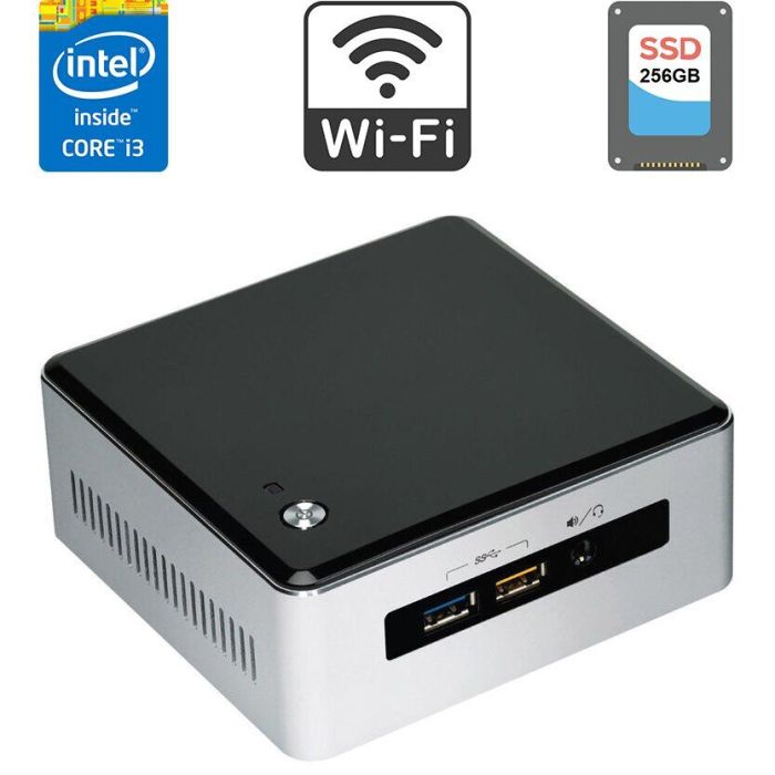 Неттоп Intel NUC NUC5i3RYH USFF / Intel Core i3-5010U (2 (4) ядра по 2.1 GHz) / 8 GB DDR3 / 256 GB SSD / Intel HD Graphics 5500 / miniDP / mHDMI / Wi-Fi б/в - зображення 1